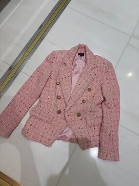 Generation Love Pink Tweed Double-Breasted Blazer